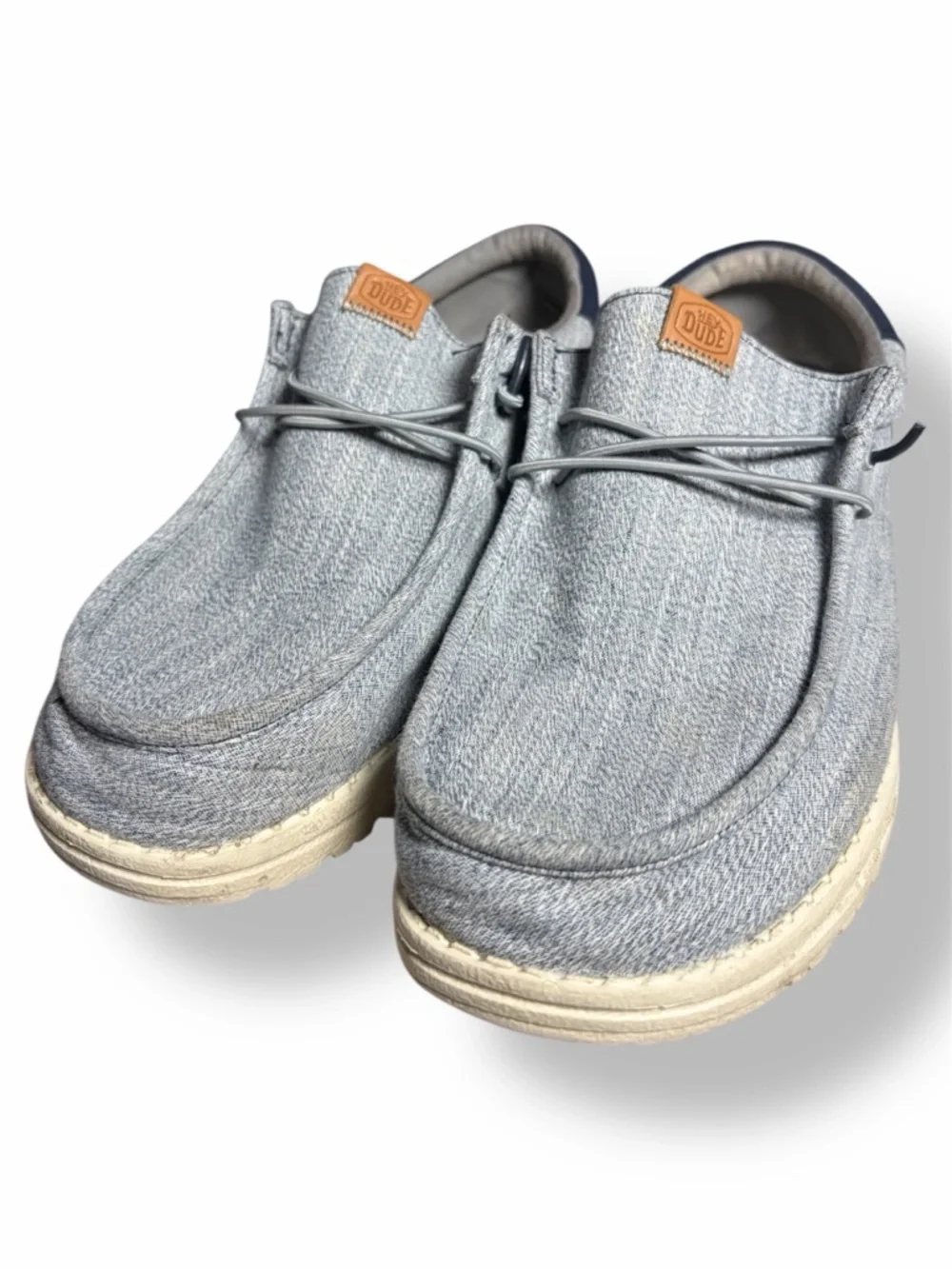 HEY DUDE Men's Wally Funk Navy Blue Jean Denim Look Slip On Sneakers 13